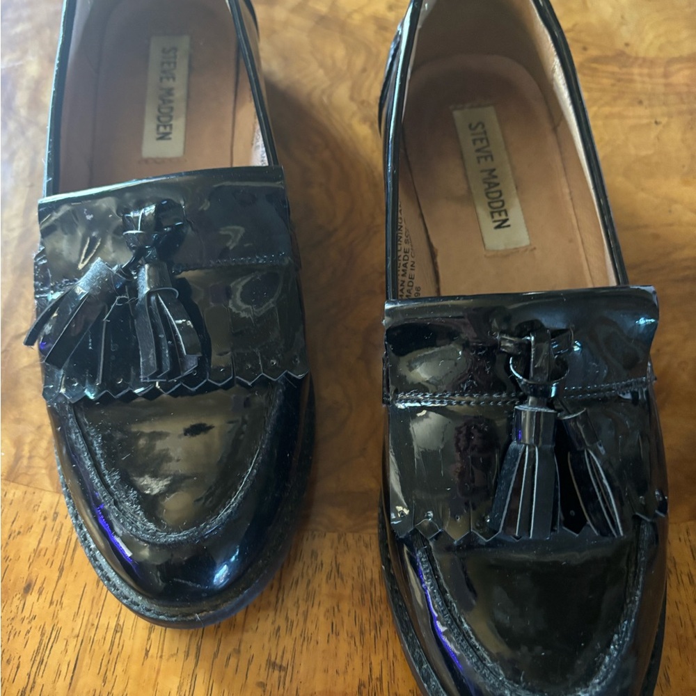 Steve Madden Black Patent Leather Loafers